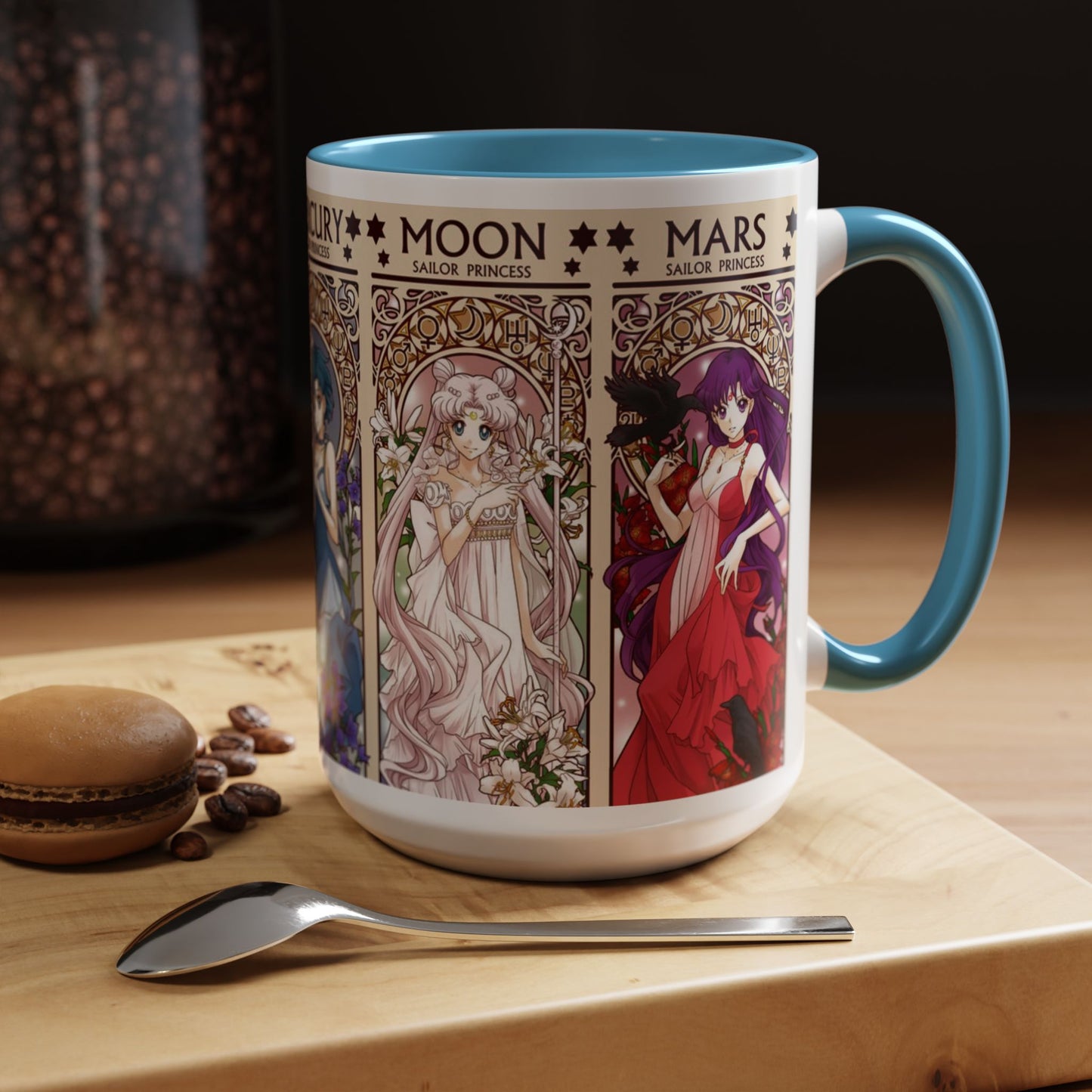 Sailor Moon Inner Guardians Accent Mug – Color Handle Anime Cup 11oz & 15oz – Magical Girl Coffee Gift
