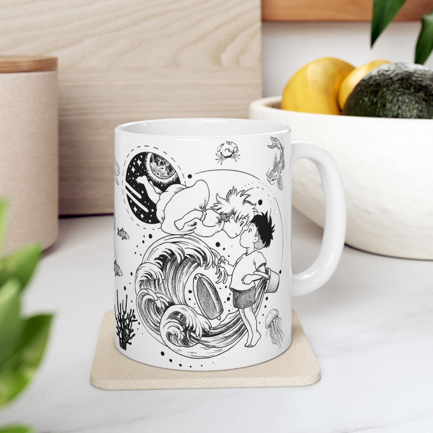 Ponyo World Sea Mug – Studio Ghibli Ocean Fantasy Cup 11oz & 15oz – Cute Anime Coffee Gift for Fans
