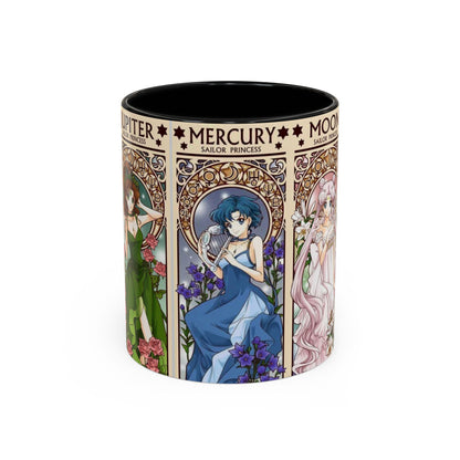 Sailor Moon Inner Guardians Accent Mug – Color Handle Anime Cup 11oz & 15oz – Magical Girl Coffee Gift