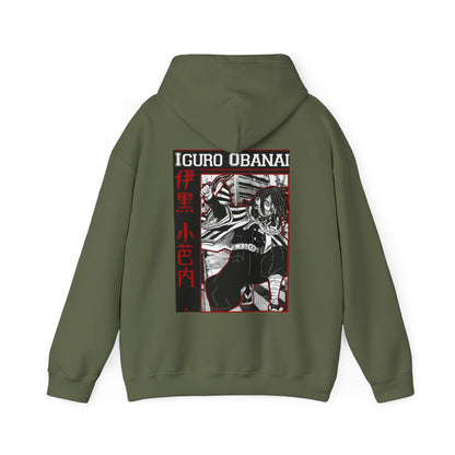 Iguro Obanai Back Print Hoodie – 100% Cotton Demon Slayer Hoodie Featuring the Serpent Hashira