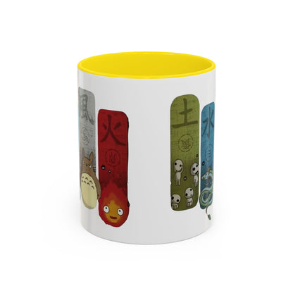 Studio Ghibli Figures Accent Mug – 11oz & 15oz Color Handle Anime Cup – Ghibli Character Coffee Mug for Fans