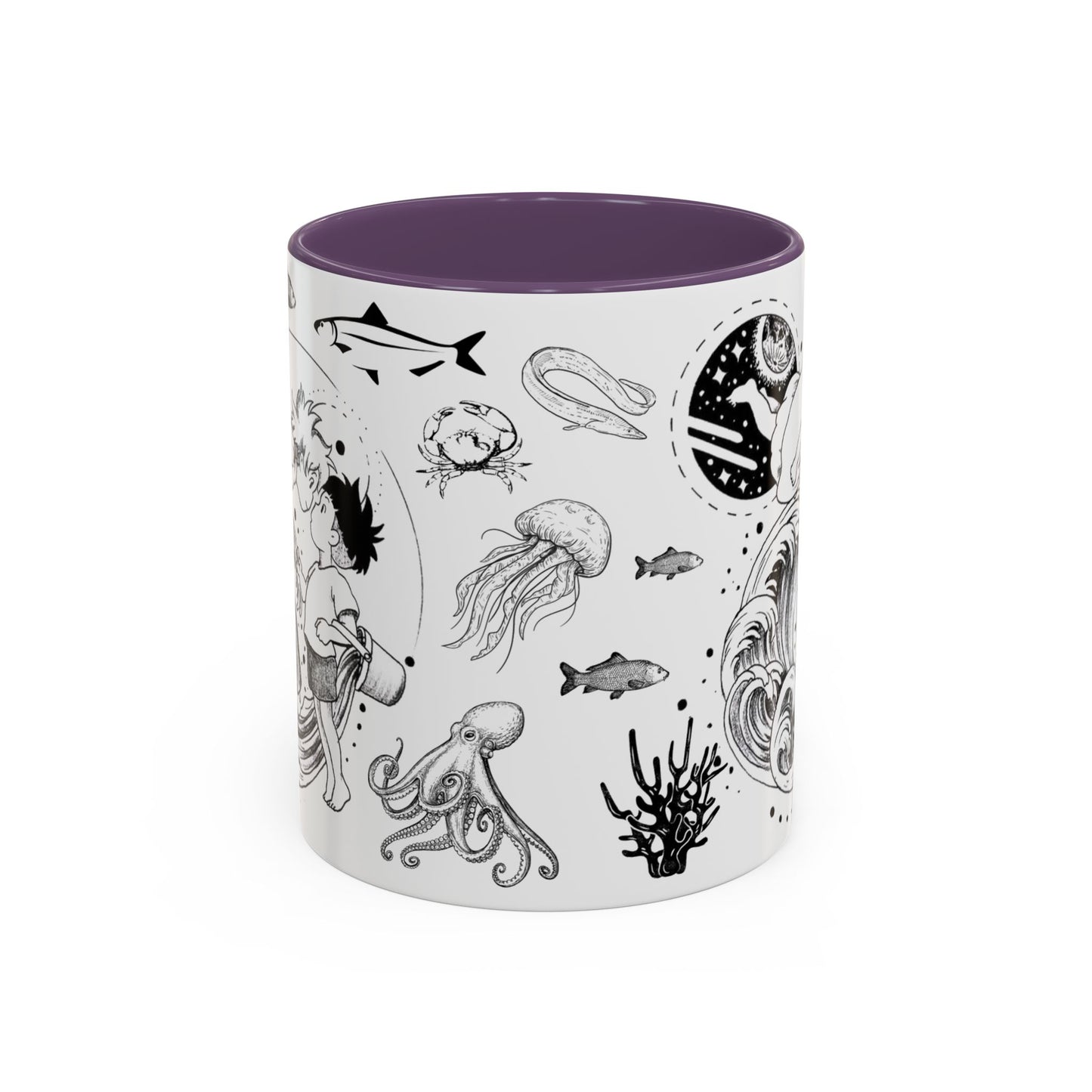 Ponyo World Sea Accent Mug – Studio Ghibli Color Handle Cup 11oz & 15oz – Ocean Anime Coffee Gift