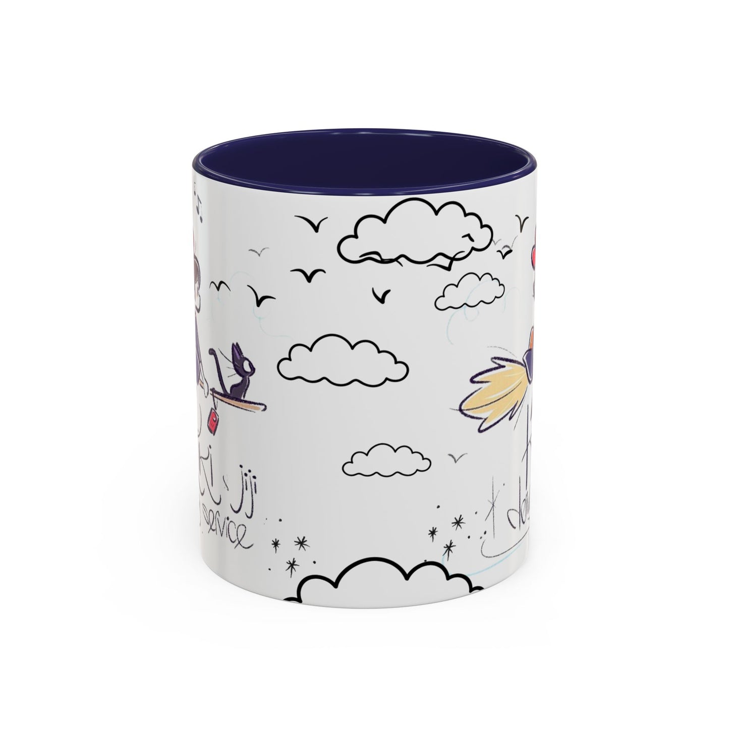 Kiki's Delivery Service Sketch Accent Mug – Studio Ghibli Ceramic Cup – 11oz & 15oz Anime Gift