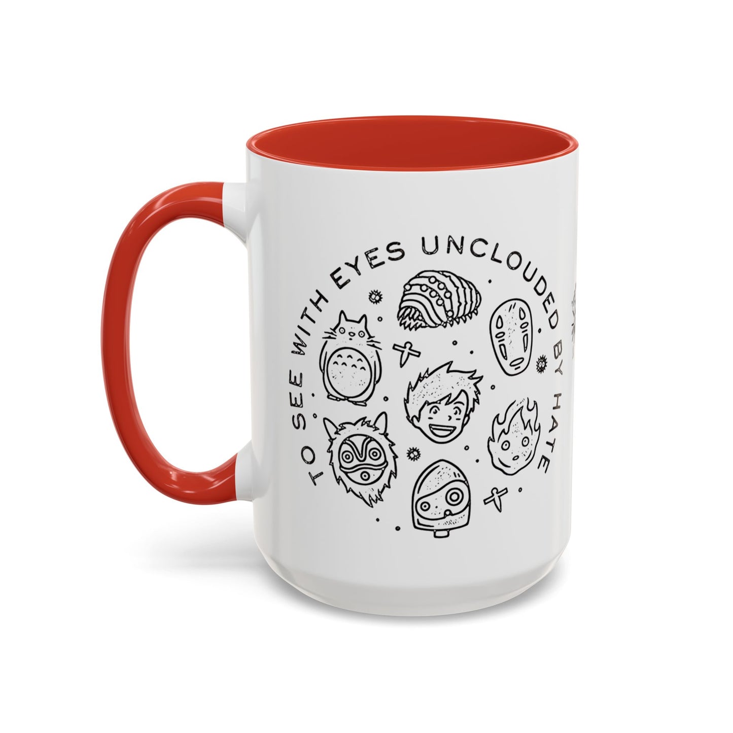 Universe Ghibli Accent Mug – Color Handle Anime Coffee Cup – 11oz & 15oz Studio Ghibli Ceramic Mug Gift