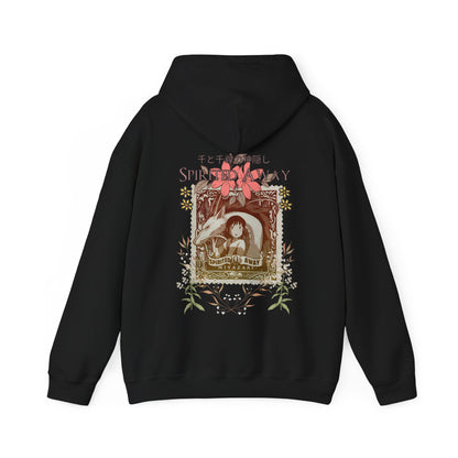 Spirited Away Philately Back Print Hoodie – 100% Cotton Anime Hoodie with Stamp-Inspired Design