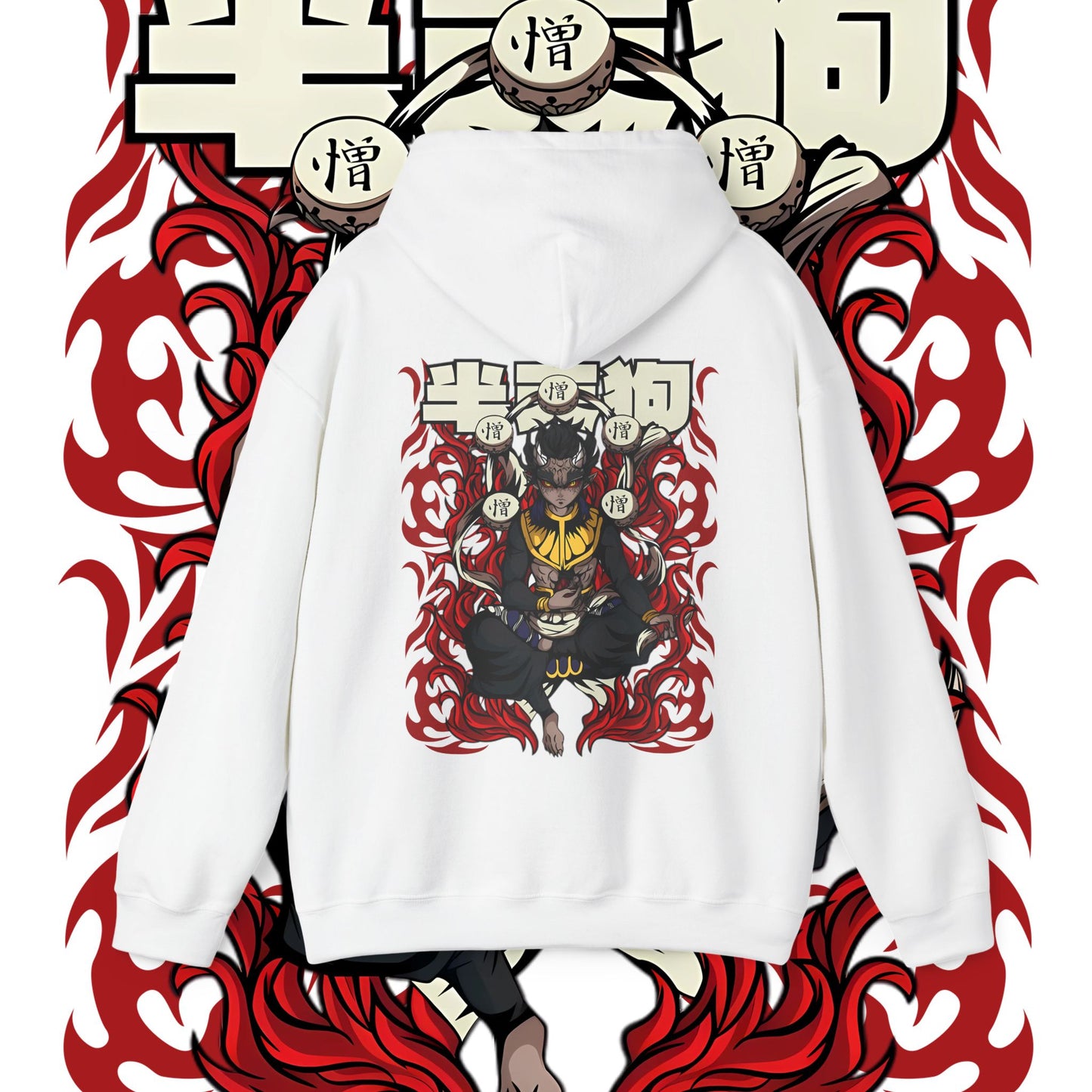 Hantengu Moon Demon Slayer Back Print Hoodie 100% Cotton