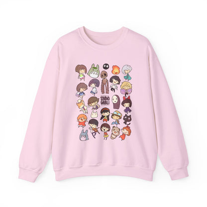 Chibi Studio Ghibli Characters Sweatshirt – 100% Cotton Cozy Anime Pullover for Ghibli Lovers
