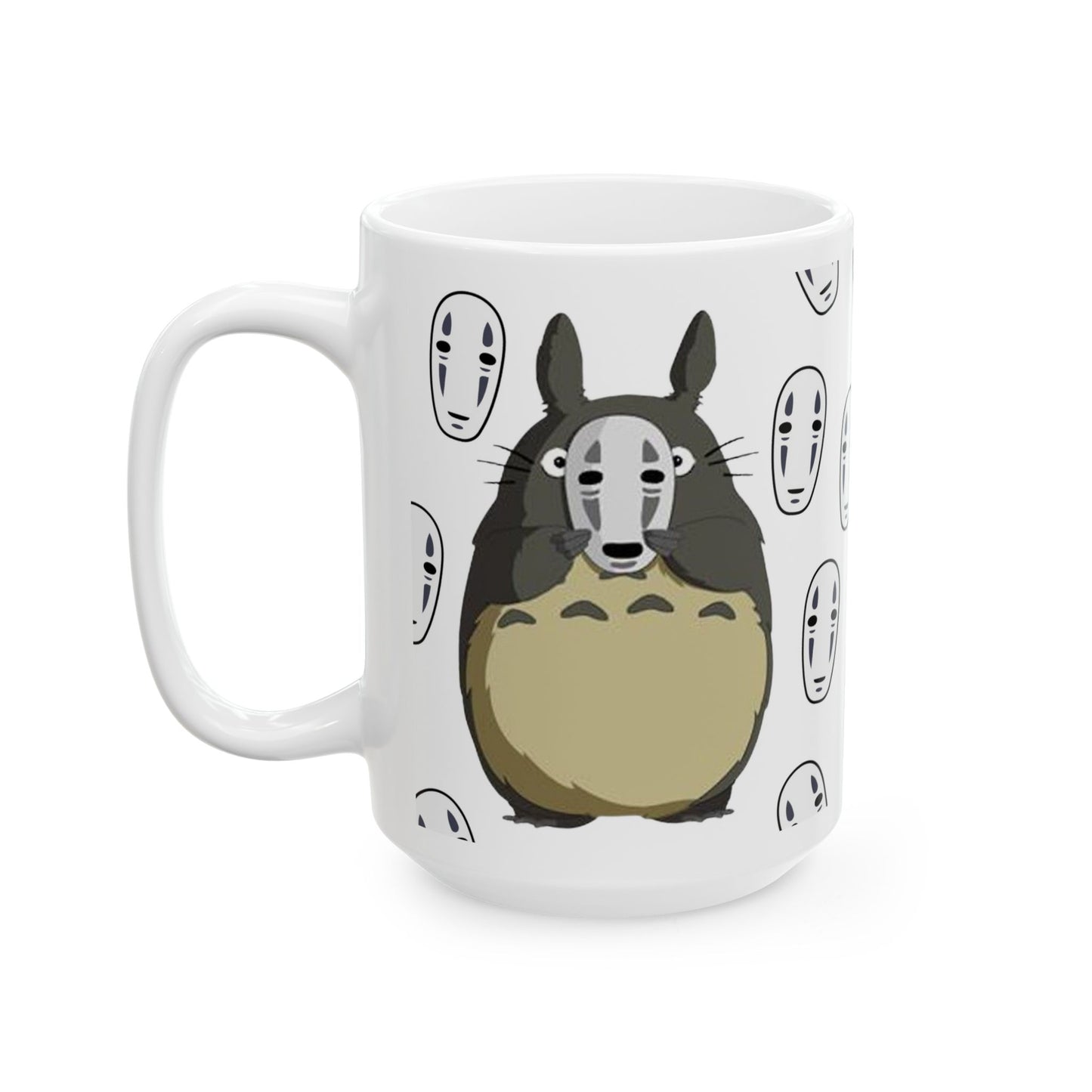 Totoro No Face Mask Mug – Studio Ghibli Crossover Cup 11oz & 15oz – Cute Anime Coffee Gift for Fans