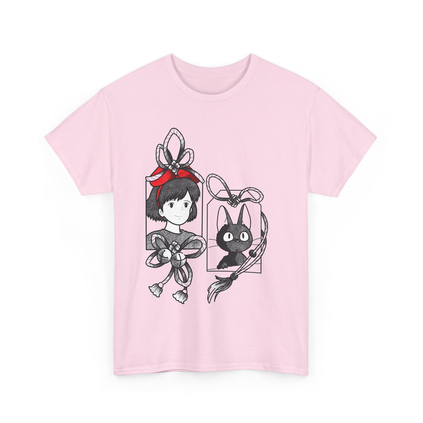 Kiki and Jiji Ribbon T-Shirt 100% Cotton | Studio Ghibli Anime Tee