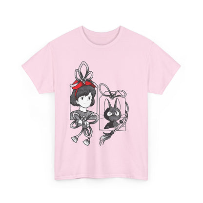 Kiki and Jiji Ribbon T-Shirt 100% Cotton | Studio Ghibli Anime Tee