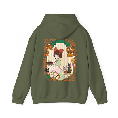 Kiki Happy Back Print Hoodie – 100% Cotton Studio Ghibli Kiki’s Delivery Service Hoodie for Anime Fans