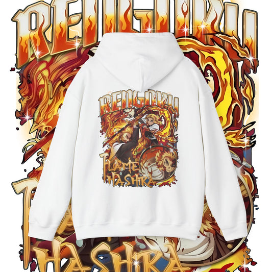 Rengoku Flame Bootleg Back Print Hoodie 100% Cotton