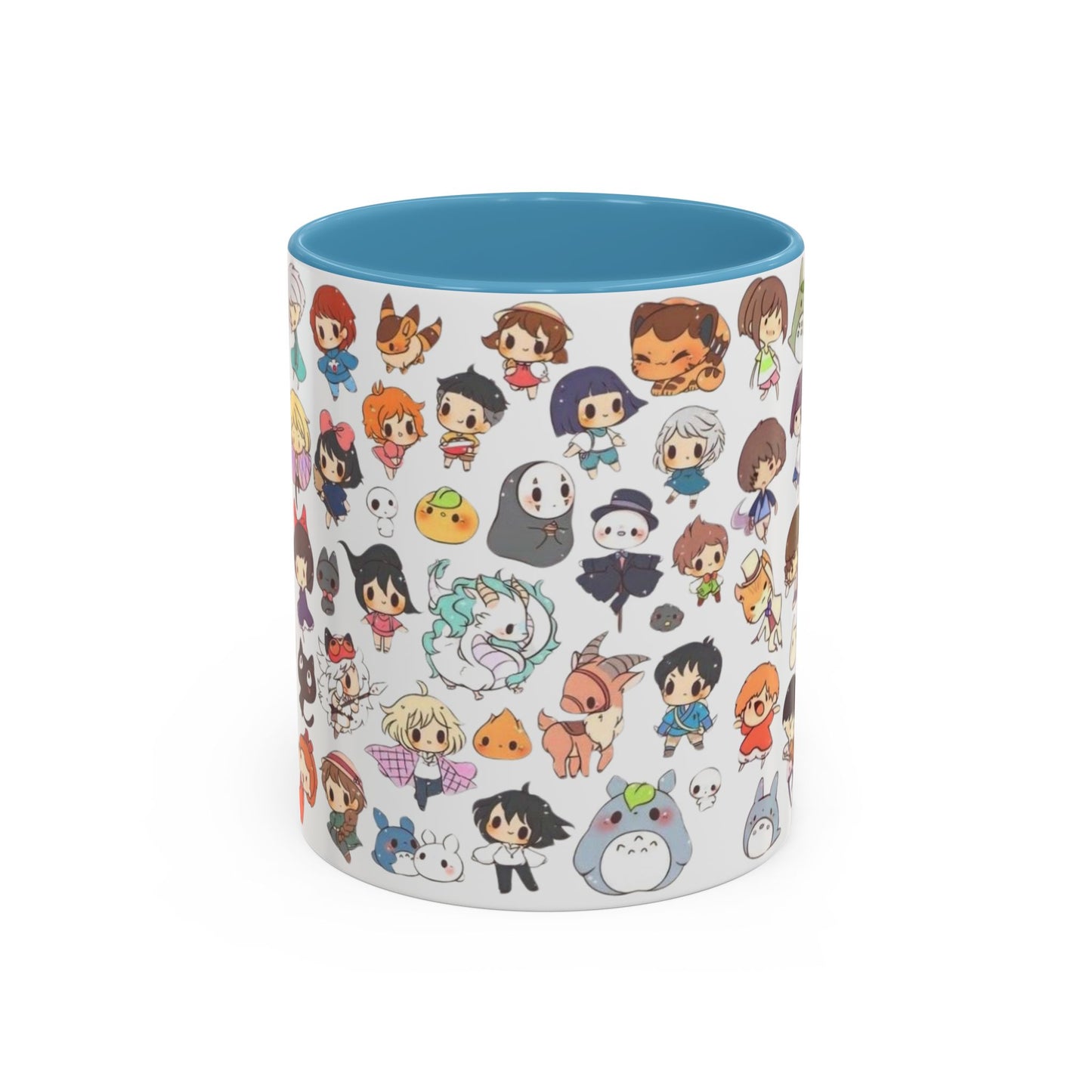 Studio Ghibli Chibi Characters Accent Mug – Color Handle Anime Cup – 11oz & 15oz Gift for Ghibli Fans