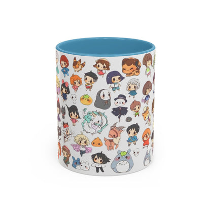 Studio Ghibli Chibi Characters Accent Mug – Color Handle Anime Cup – 11oz & 15oz Gift for Ghibli Fans