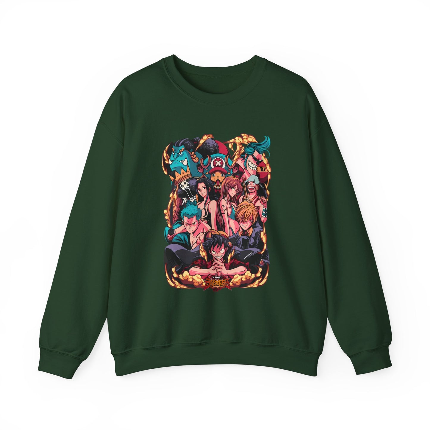 One Piece Characters Sweatshirt – 100% Cotton Anime Pullover Featuring Straw Hat Crew