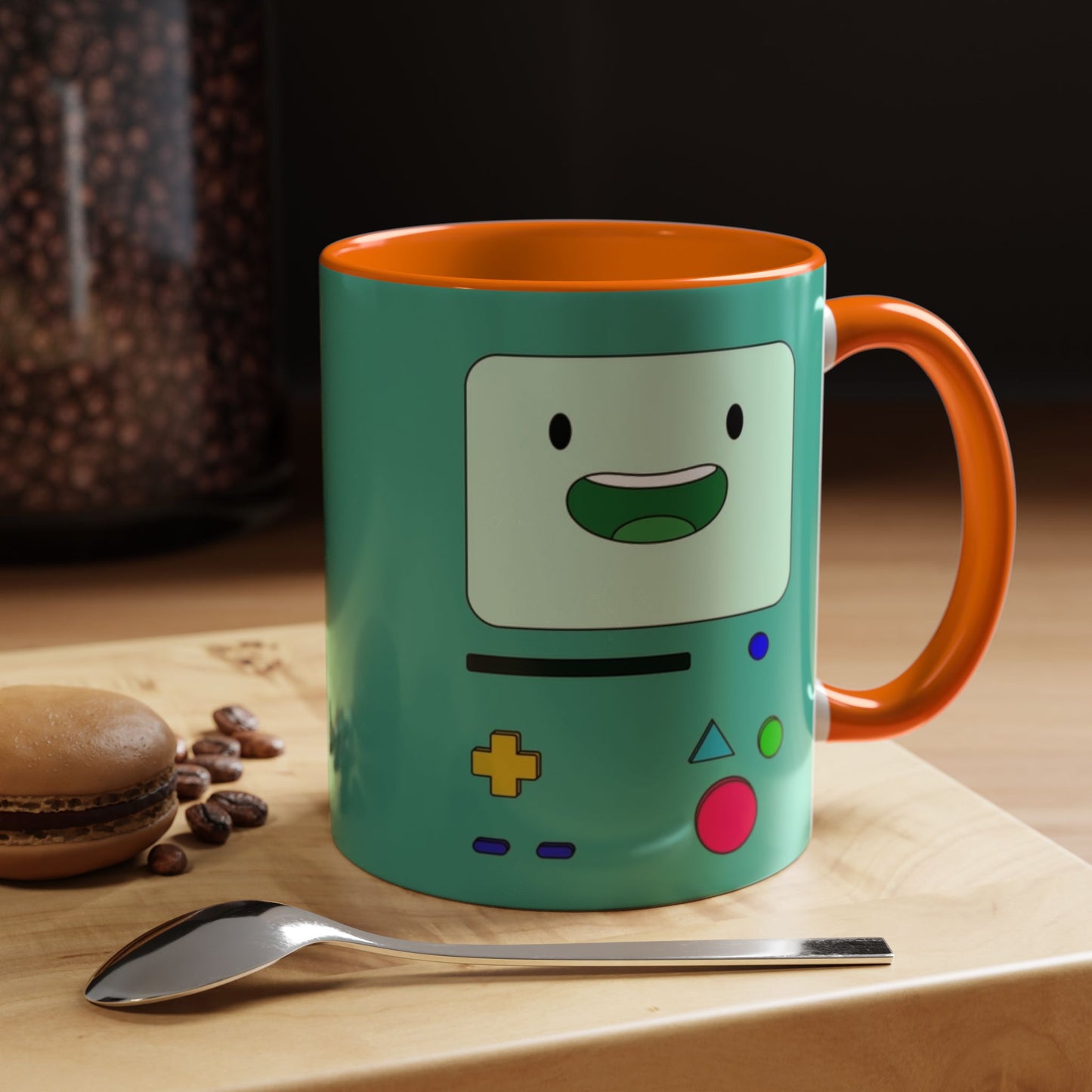 BMO Adventure Time Accent Handle Mug – Colorful Beemo Cup – 11oz & 15oz Ceramic Gift for Cartoon Fans