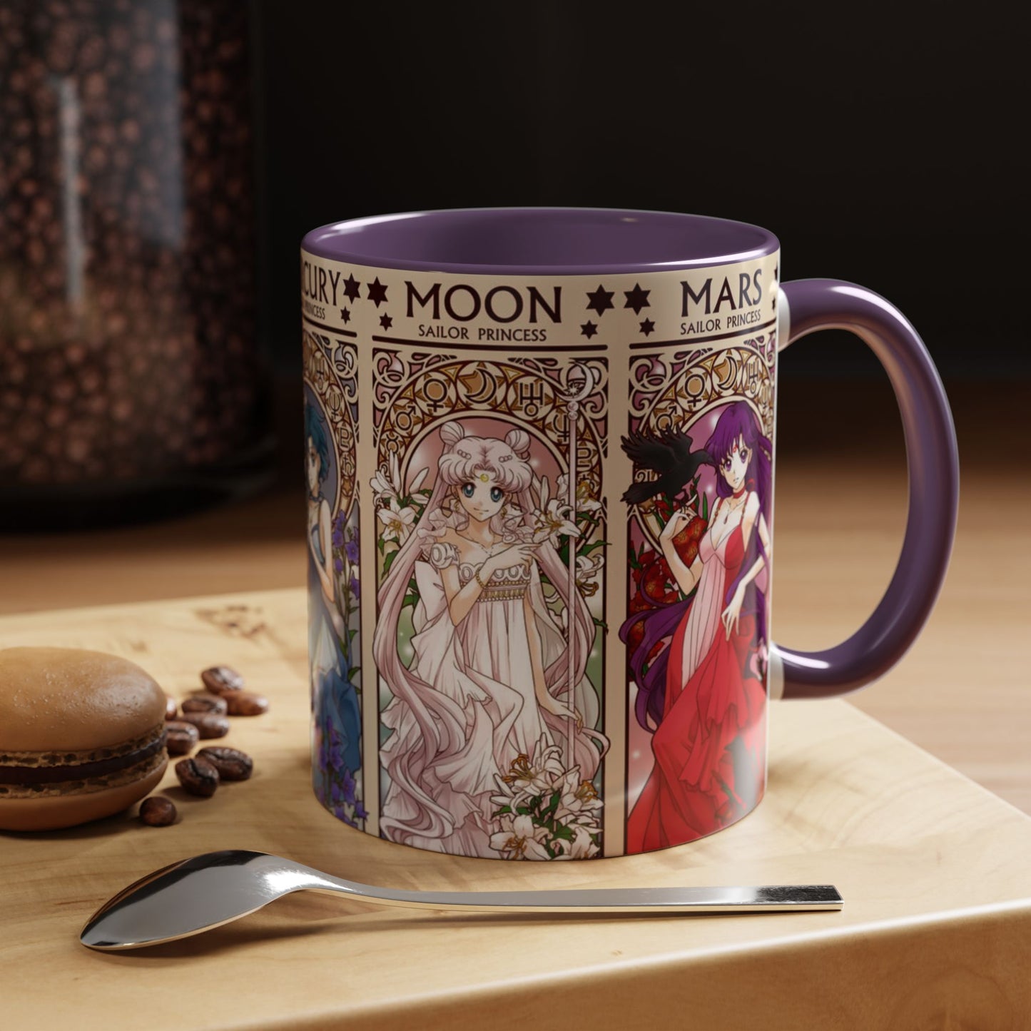 Sailor Moon Inner Guardians Accent Mug – Color Handle Anime Cup 11oz & 15oz – Magical Girl Coffee Gift