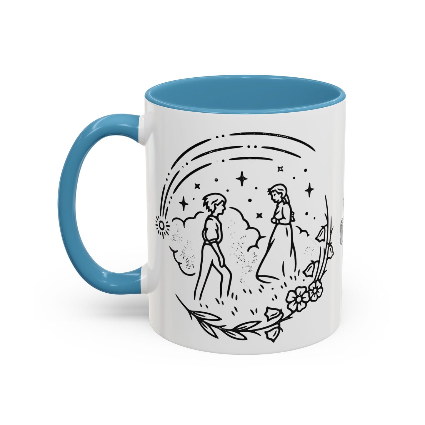Calcifer Accent Mug – Howl’s Moving Castle Cup with Colored Handle – Studio Ghibli Gift 11oz & 15oz