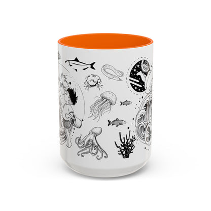 Ponyo World Sea Accent Mug – Studio Ghibli Color Handle Cup 11oz & 15oz – Ocean Anime Coffee Gift