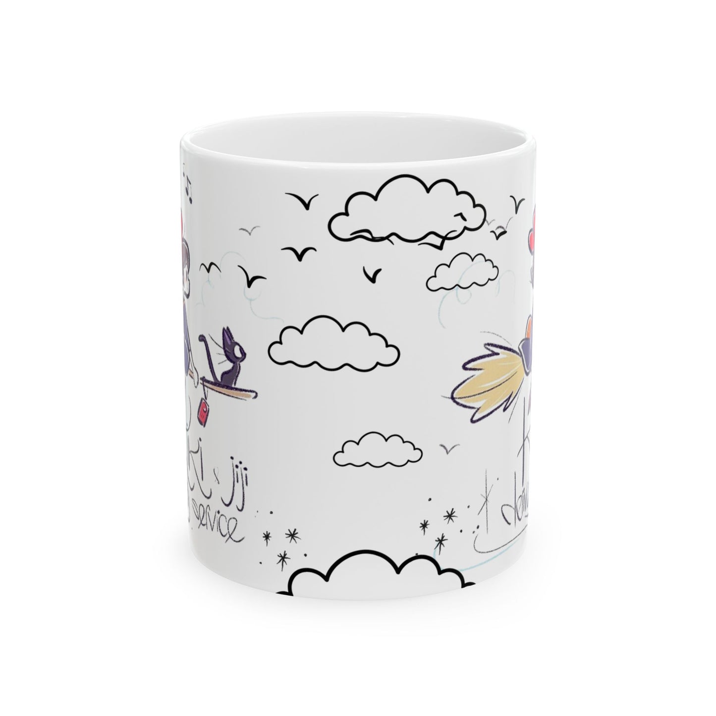 Kiki's Delivery Service Sketch Mug – Studio Ghibli Anime Cup – 11oz & 15oz Ceramic Coffee Mug Gift