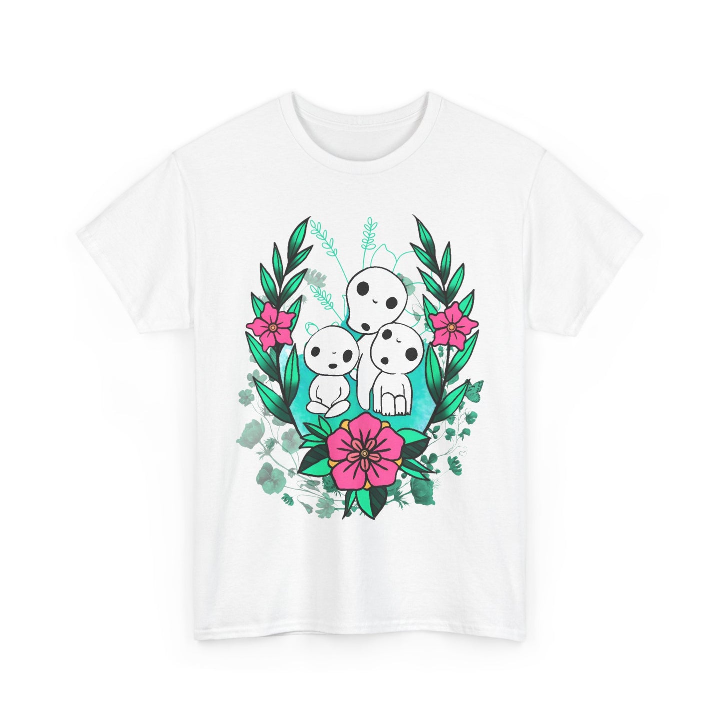 Kodama Flowers Art T-Shirt | 100% Cotton Studio Ghibli Anime Tee