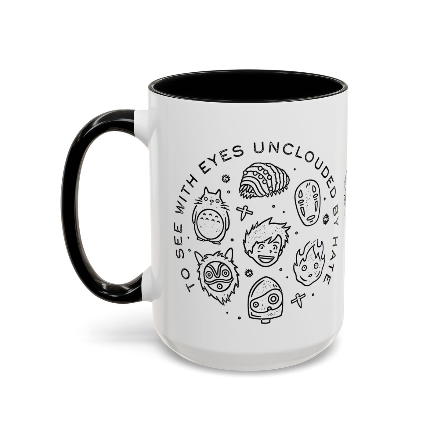 Universe Ghibli Accent Mug – Color Handle Anime Coffee Cup – 11oz & 15oz Studio Ghibli Ceramic Mug Gift