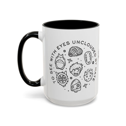 Universe Ghibli Accent Mug – Color Handle Anime Coffee Cup – 11oz & 15oz Studio Ghibli Ceramic Mug Gift