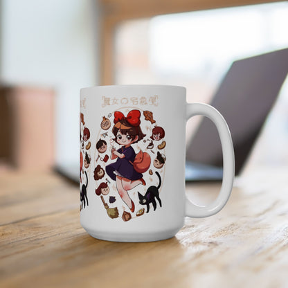 Kiki’s Delivery Service Stained Glass Mug – Ghibli Inspired Coffee Cup 11oz & 15oz – Magical Anime Gift
