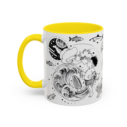 Ponyo World Sea Accent Mug – Studio Ghibli Color Handle Cup 11oz & 15oz – Ocean Anime Coffee Gift