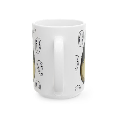 Totoro No Face Mask Mug – Studio Ghibli Crossover Cup 11oz & 15oz – Cute Anime Coffee Gift for Fans