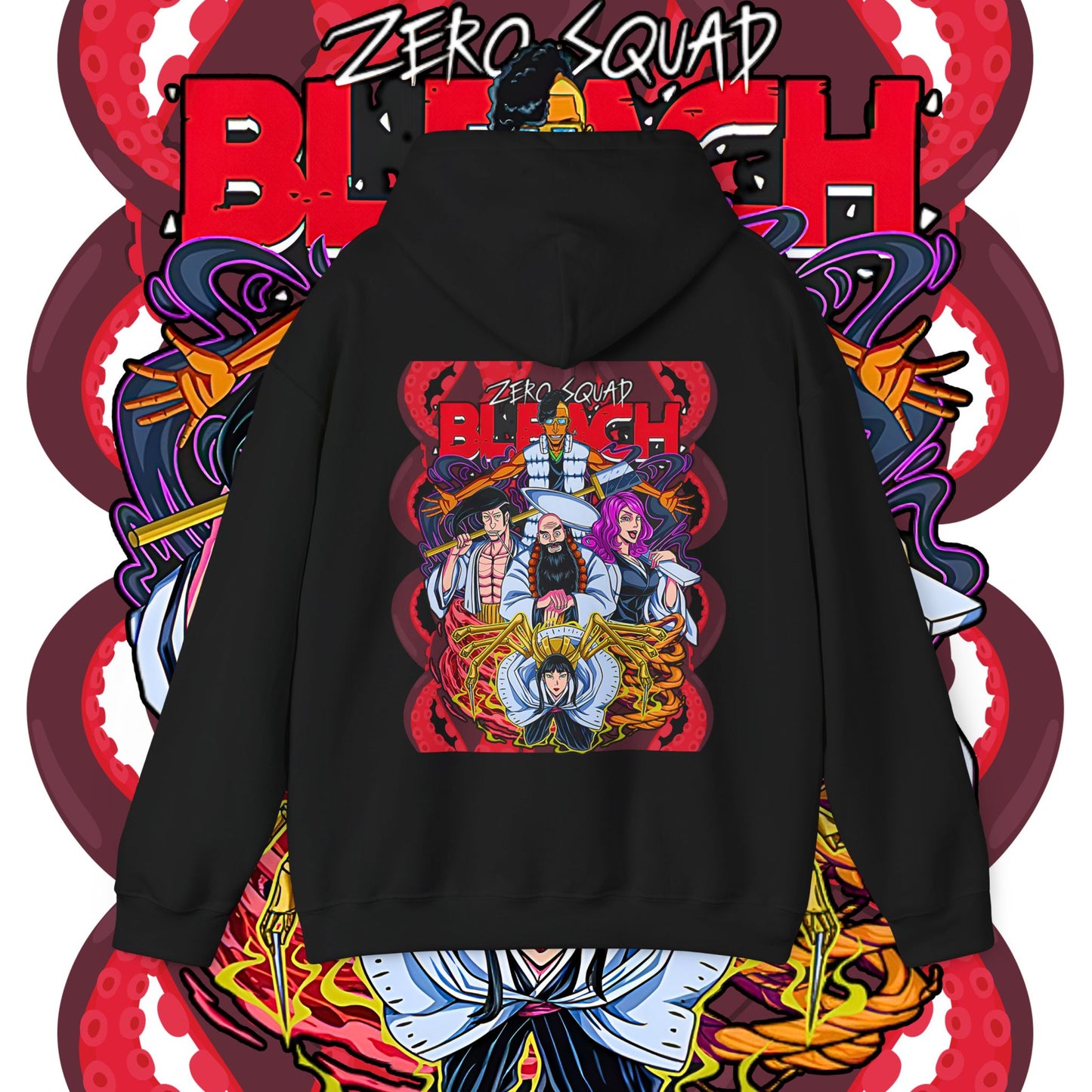 Zero Squad Bleach Back Print Hoodie 100% Cotton