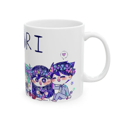Family Omori Mug – Cute Omori Characters Ceramic Cup – 11oz & 15oz Coffee Mug for Anime and Game Fans