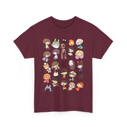 Chibi Studio Ghibli Characters T-Shirt – 100% Cotton Cute Anime Tee for Ghibli Fans
