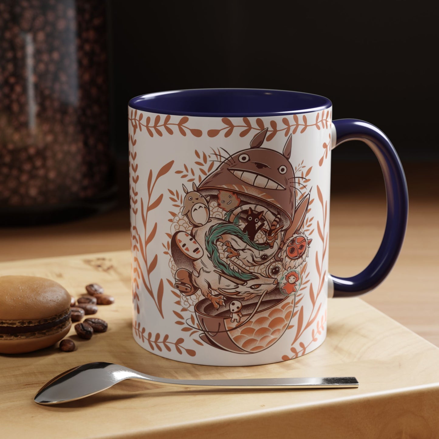Totoro Matryoshka Accent Mug – 11oz & 15oz Studio Ghibli Inspired Coffee Cup with Color Handle