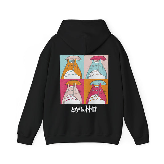 Totoro Aesthetic Art Collage Back Print Hoodie – 100% Cotton Studio Ghibli Inspired Hoodie