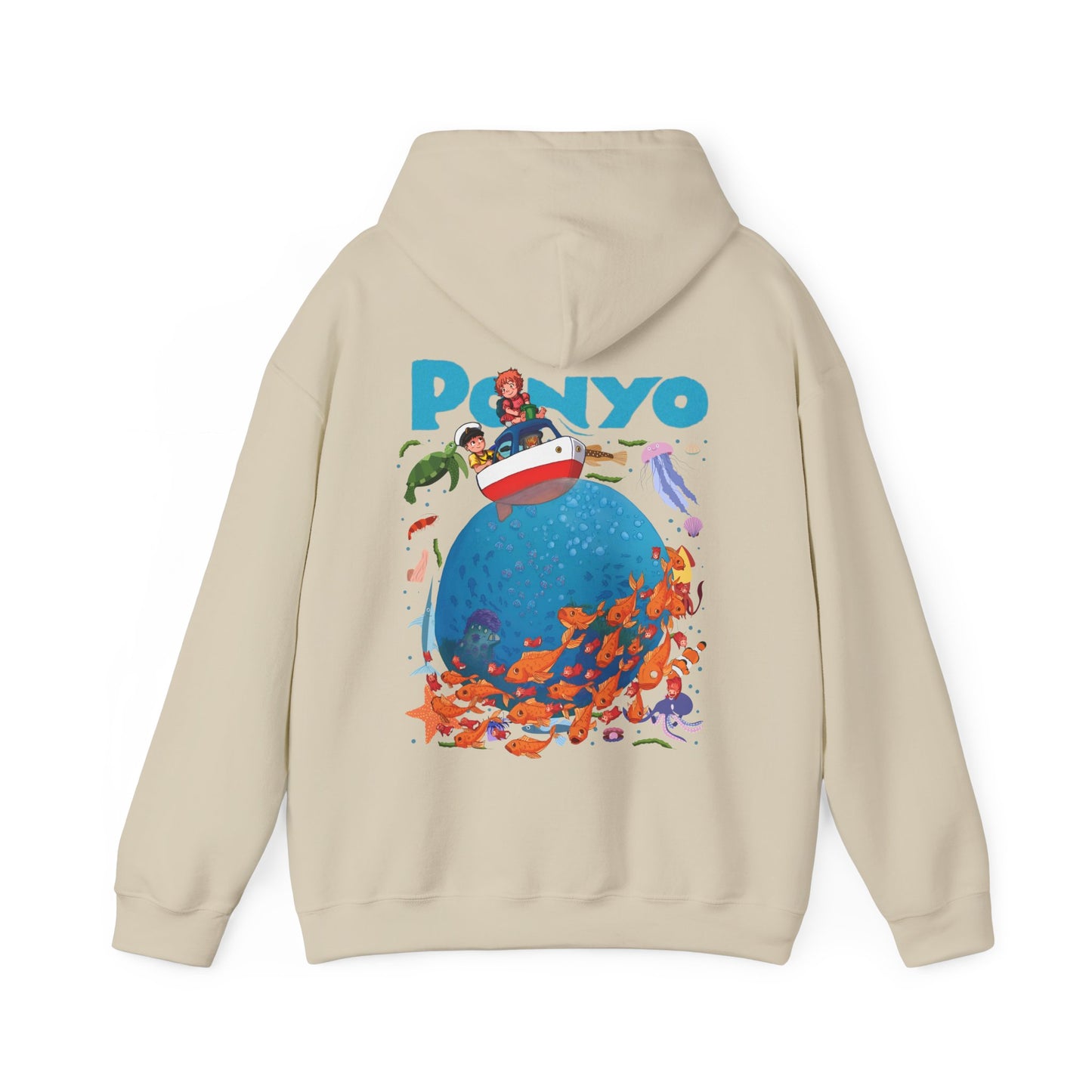 Ponyo and Sosuke Boat Back Print Hoodie – 100% Cotton Studio Ghibli Inspired Pullover
