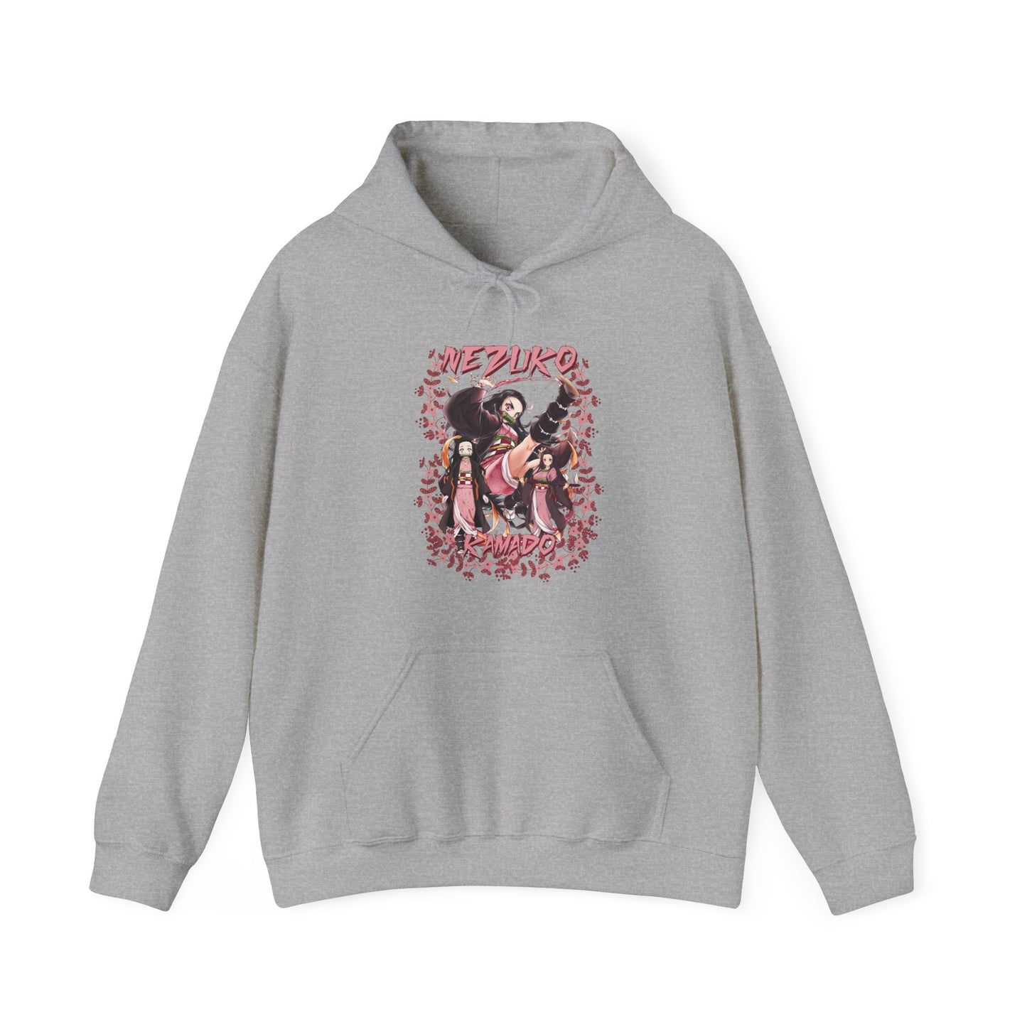 Nezuko Kamado Pink Flowers Hoodie – 100% Cotton Demon Slayer Anime Hoodie for Fans