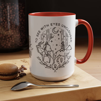 Princess Mononoke Art Accent Mug – Studio Ghibli Coffee Cup with Colored Handle – 11oz & 15oz Ceramic Anime Gift