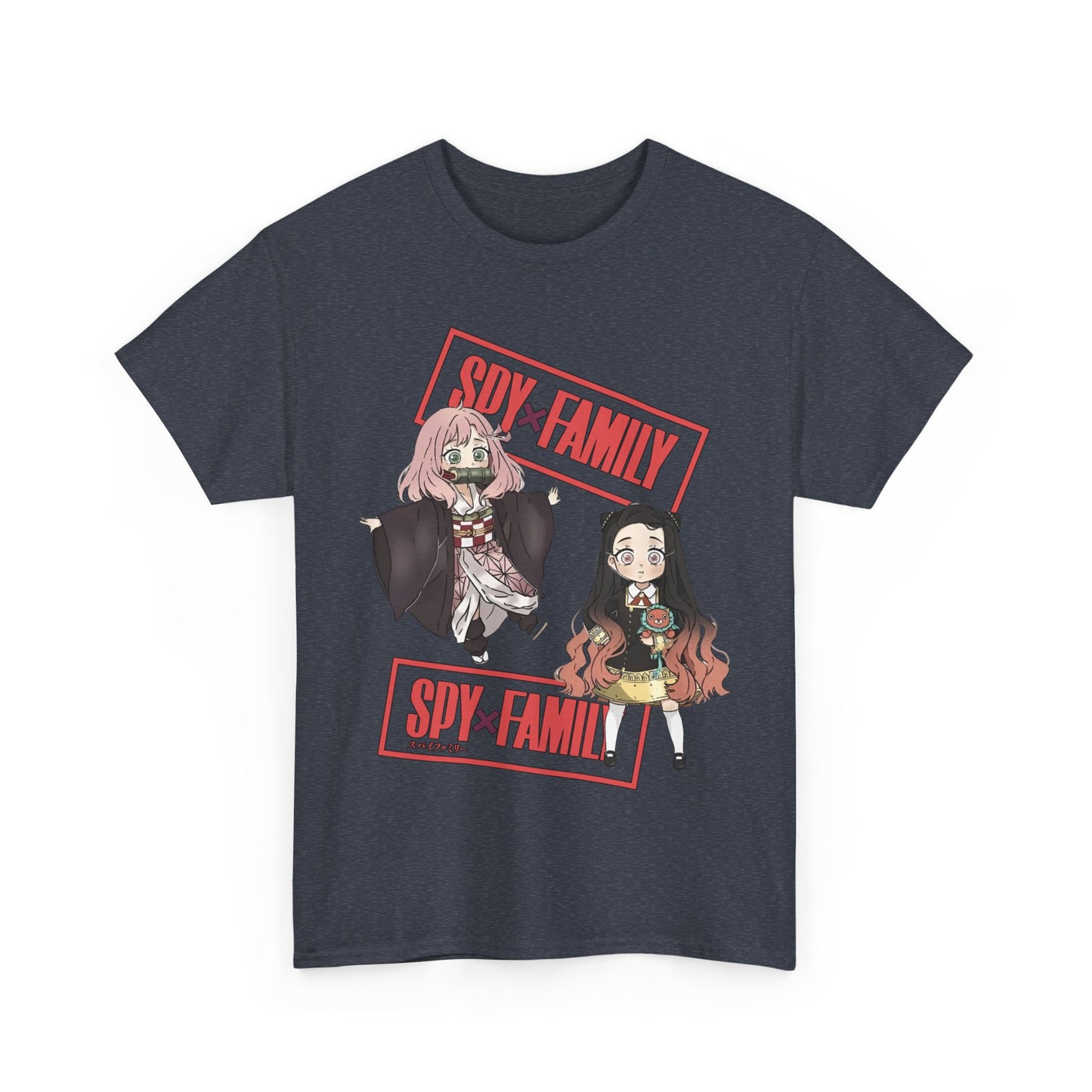 Anya and Nezuko Dolls T-Shirt – 100% Cotton Cute Anime Crossover Shirt for Fans