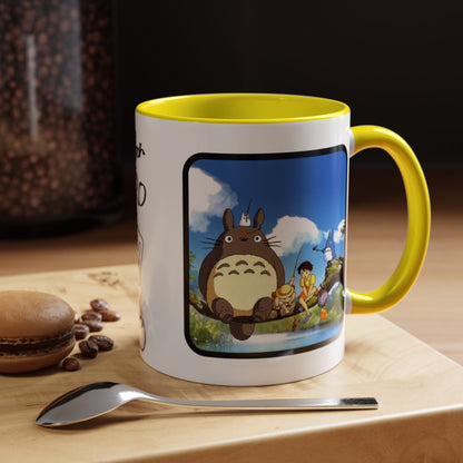 My Neighbor Totoro Accent Mug – Ghibli Collage Color Handle Cup 11oz & 15oz – Cute Anime Coffee Mug Gift