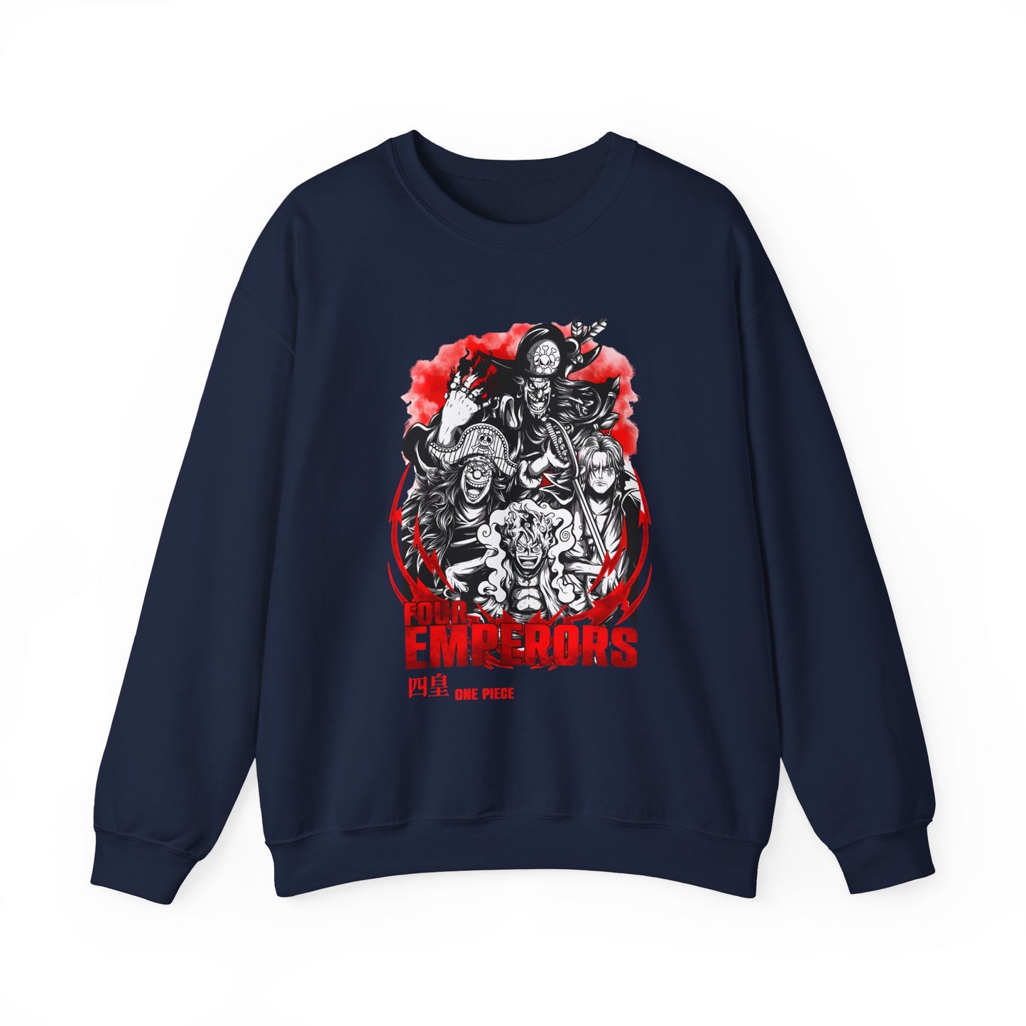 Four Emperors One Piece Sweatshirt – 100% Cotton Anime Crewneck Featuring Yonko Pirates