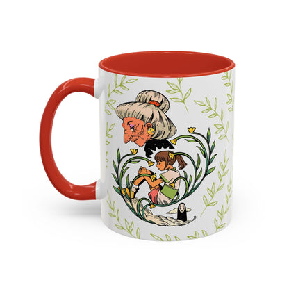 Spirited Away Chihiro Accent Mug – Studio Ghibli Coffee Cup with Colored Handle – 11oz & 15oz Ceramic Anime Gift