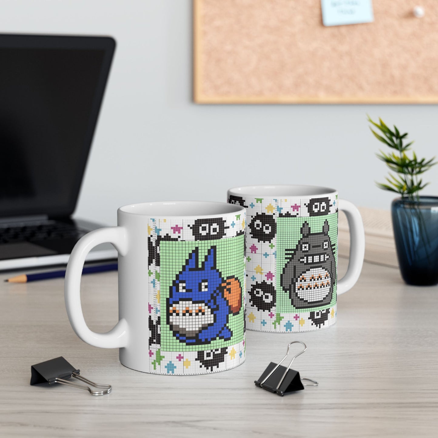 My Neighbor Totoro Pixel Mug – Studio Ghibli Retro Anime Cup 11oz & 15oz – Cute Pixel Art Coffee Gift