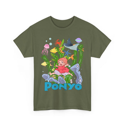 Ponyo Ghibli Sea World T-Shirt 100% Cotton Studio Ghibli Anime Tee
