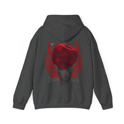 Death Note Apple Back Print Hoodie – 100% Cotton Anime Hoodie with Ryuk Red Apple Design