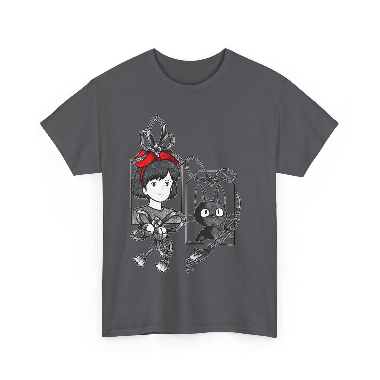 Kiki and Jiji Ribbon T-Shirt 100% Cotton | Studio Ghibli Anime Tee