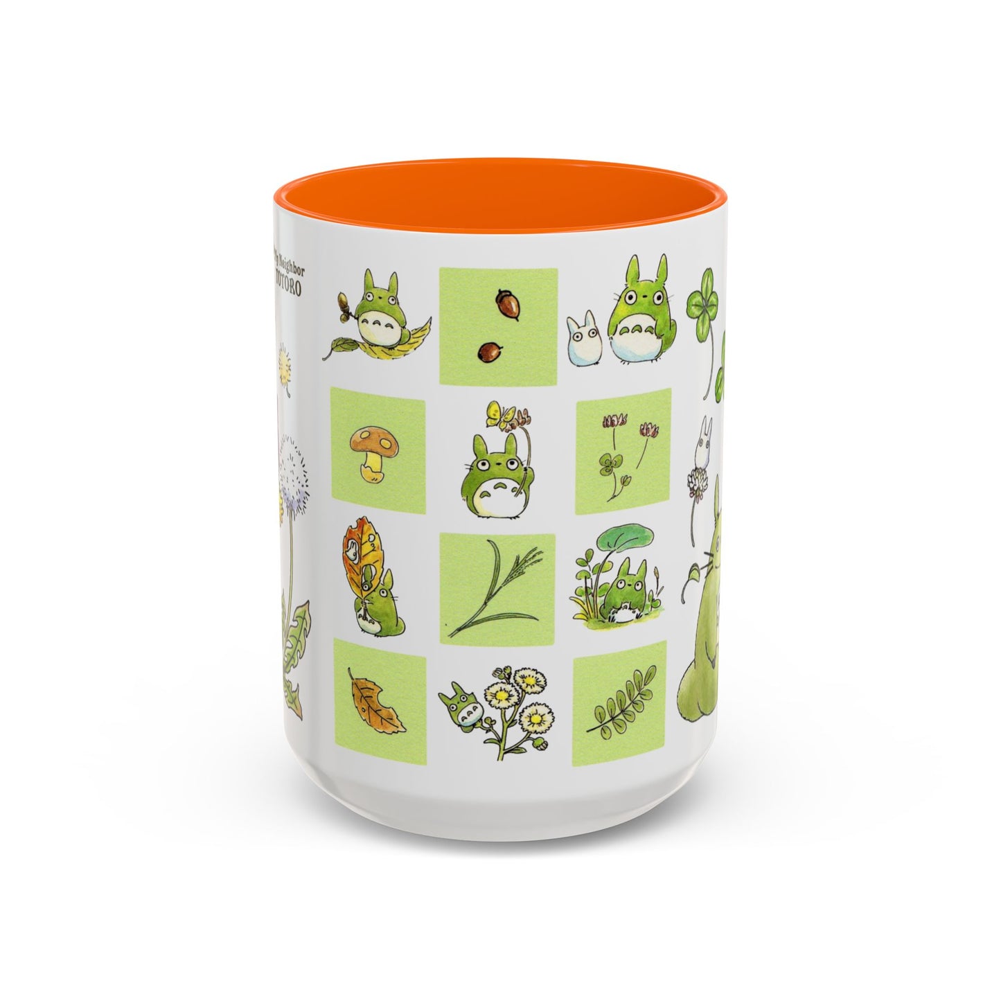 Totoro Green Accent Mug – Studio Ghibli Color Handle Coffee Cup – 11oz & 15oz Ceramic Gift for Anime Fans