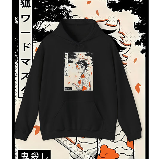 Tanjiro Kamado Mask Warrior Hoodie | 100% Cotton Demon Slayer Anime Hoodie