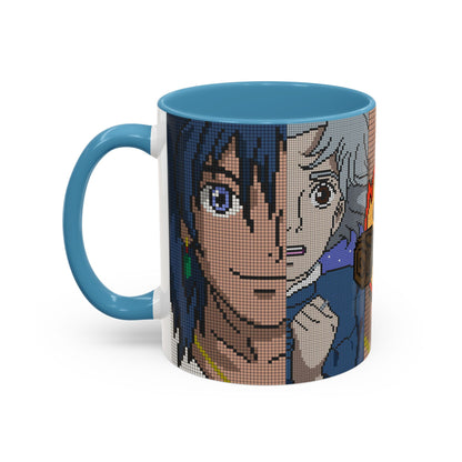 Howl's Moving Castle Pixel Accent Mug – Retro Anime Color Handle Cup 11oz & 15oz – Studio Ghibli Coffee Gift
