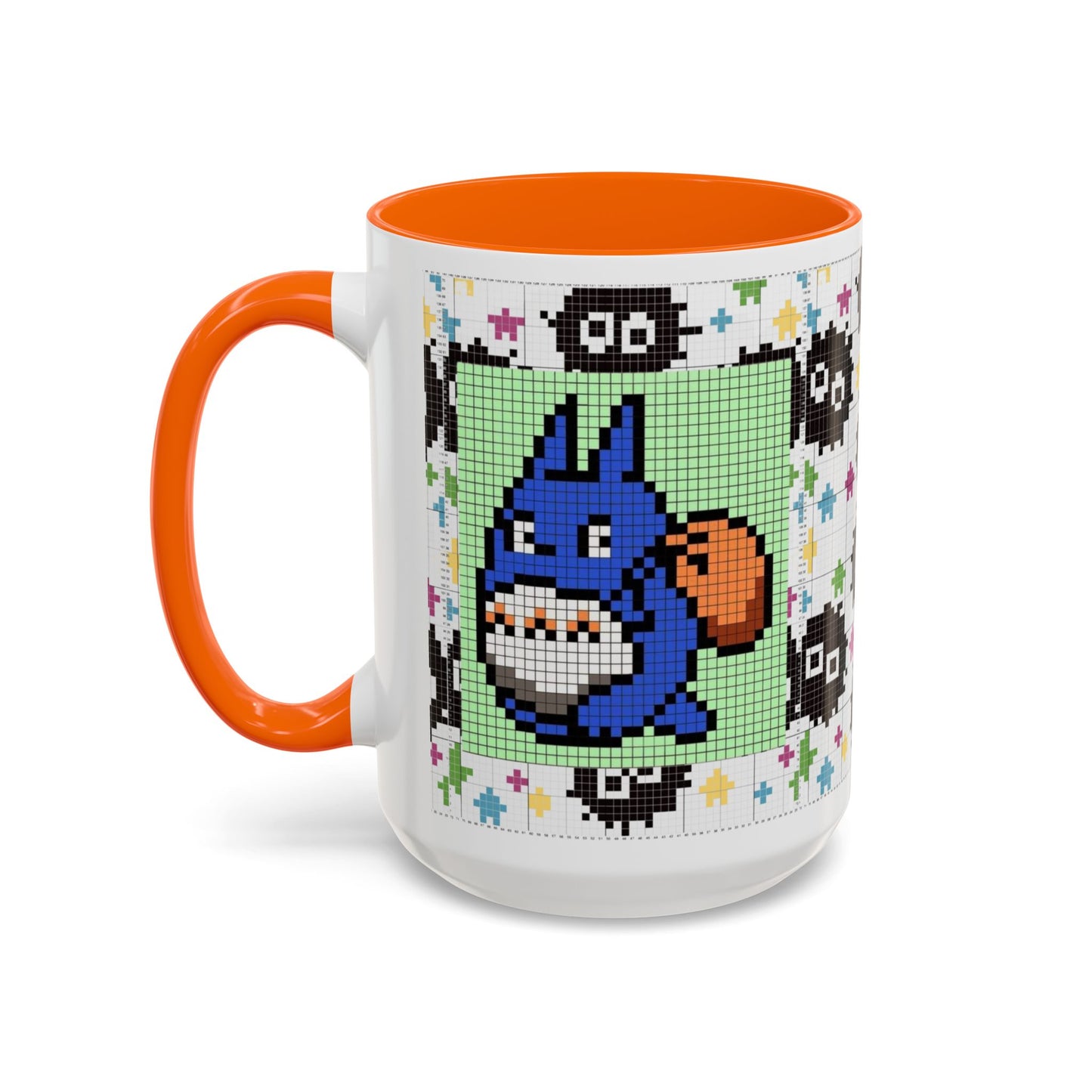 My Neighbor Totoro Pixel Accent Mug – Retro Ghibli Color Handle Cup 11oz & 15oz – Cute Anime Coffee Gift
